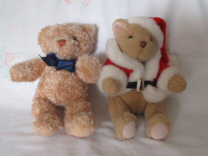 Gund Bears - Brown Bear with Bow and Bear with Santa Outfit