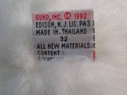 Gund White Bear with Plaid Bow and Faux Leather Pads - 1992 - Image 4