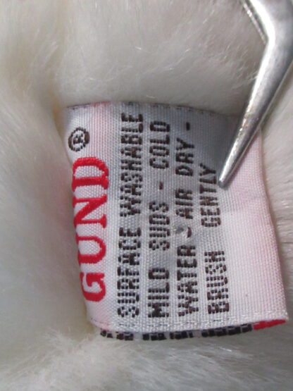 Gund White Bear with Plaid Bow and Faux Leather Pads - 1992 - Image 5