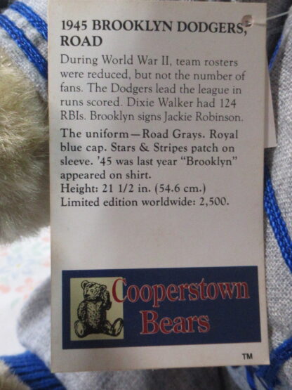 Cooperstown Bears 1945 Brooklyn Dodgers  LTD 1029/2500 - Image 9