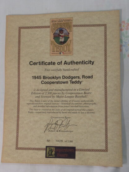 Cooperstown Bears 1945 Brooklyn Dodgers  LTD 1029/2500 - Image 10