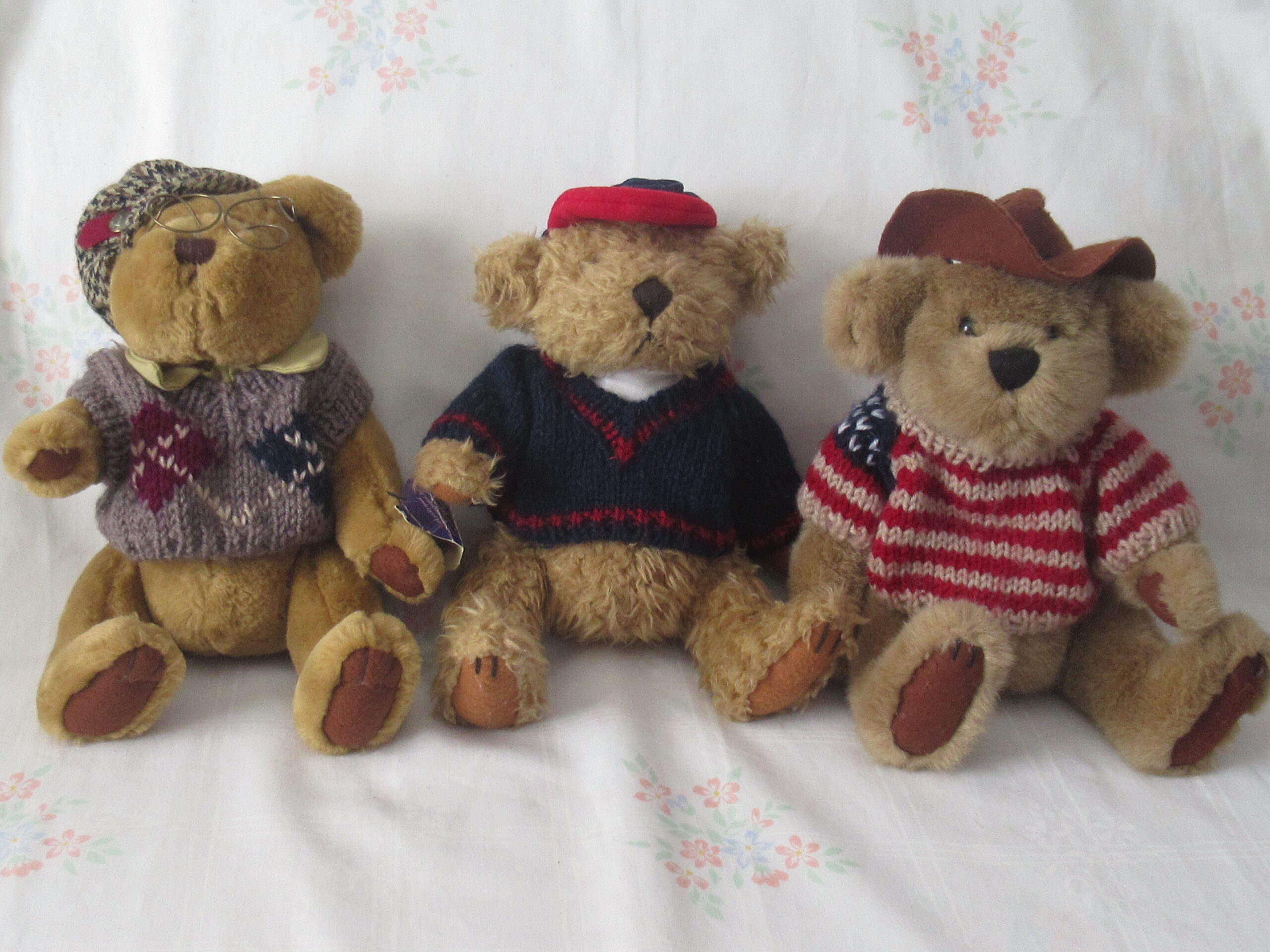 Lot of 3 Brass Button Bears - Tully, Sherwood and Cody