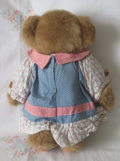 Teddy Bear with Blue and Pink Dress with Hearts - Image 3
