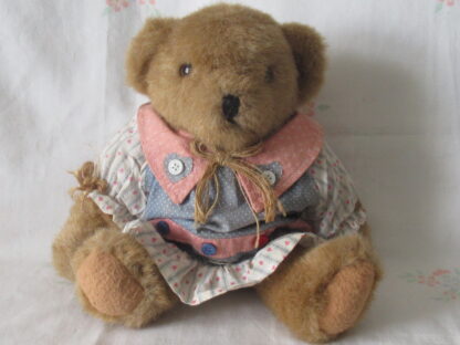 Teddy Bear with Blue and Pink Dress with Hearts - Image 4