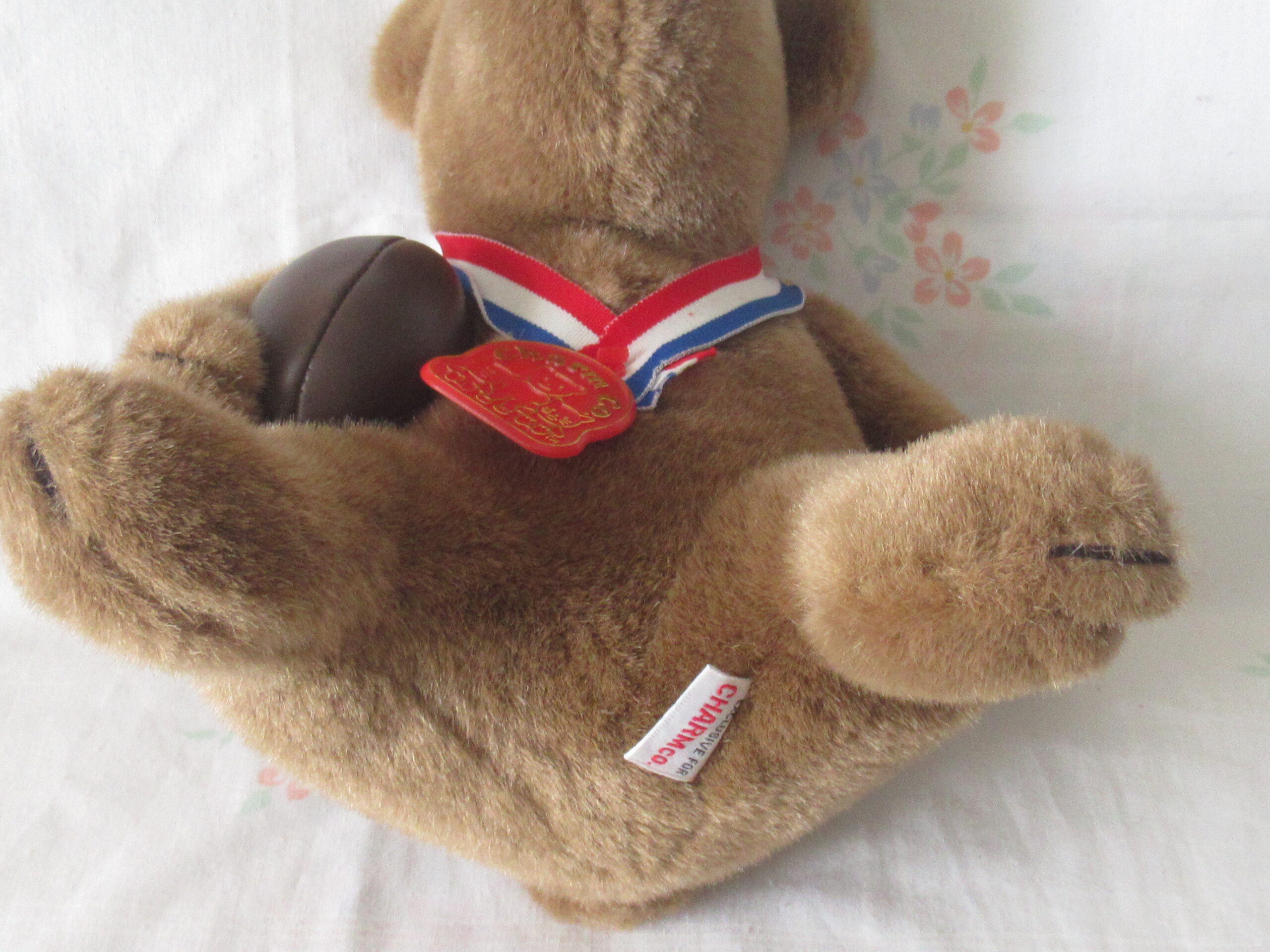 1984 Charm Co Teddy Bear with Ball and Ribbon - Image 5
