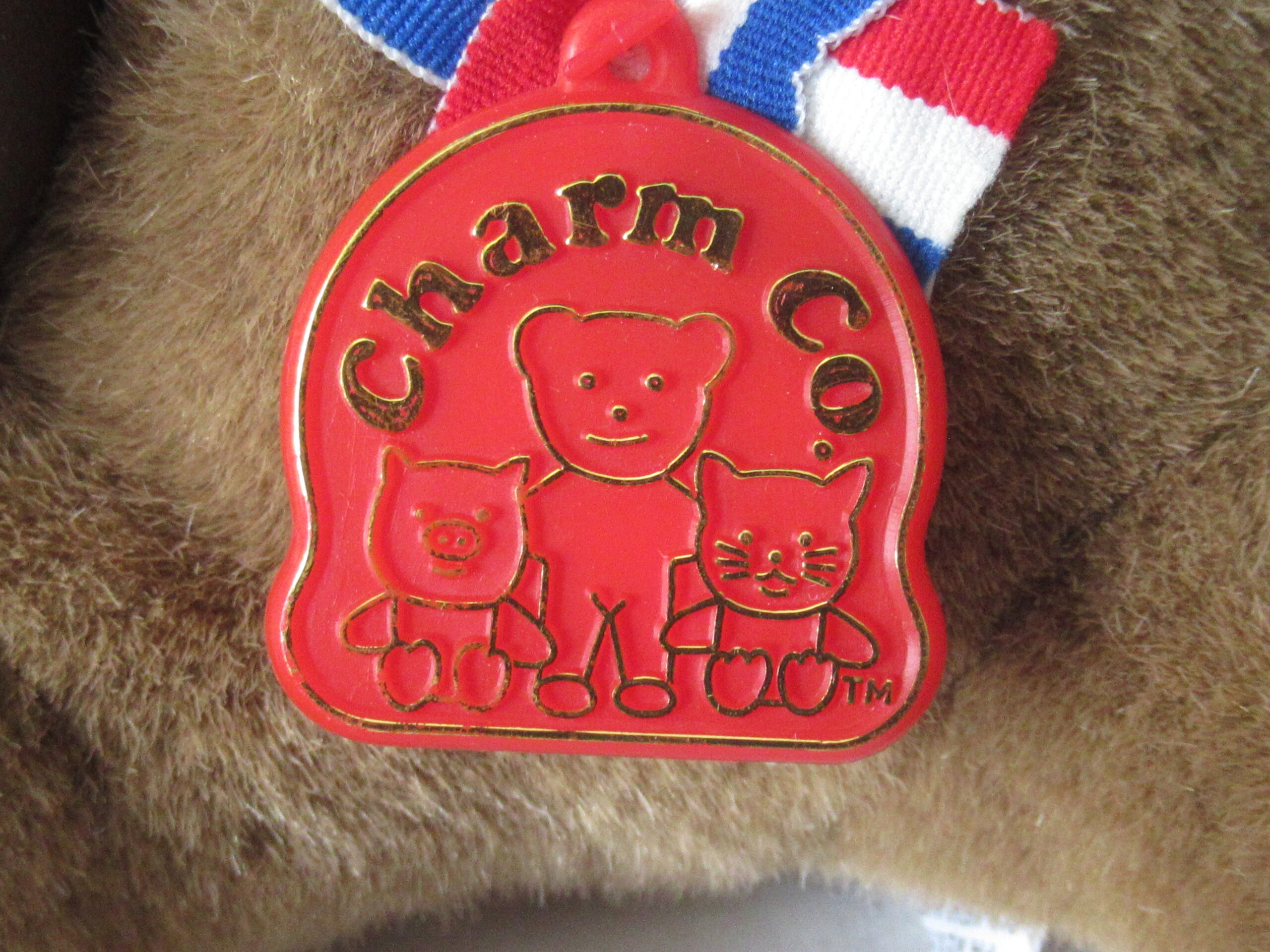 1984 Charm Co Teddy Bear with Ball and Ribbon - Image 8