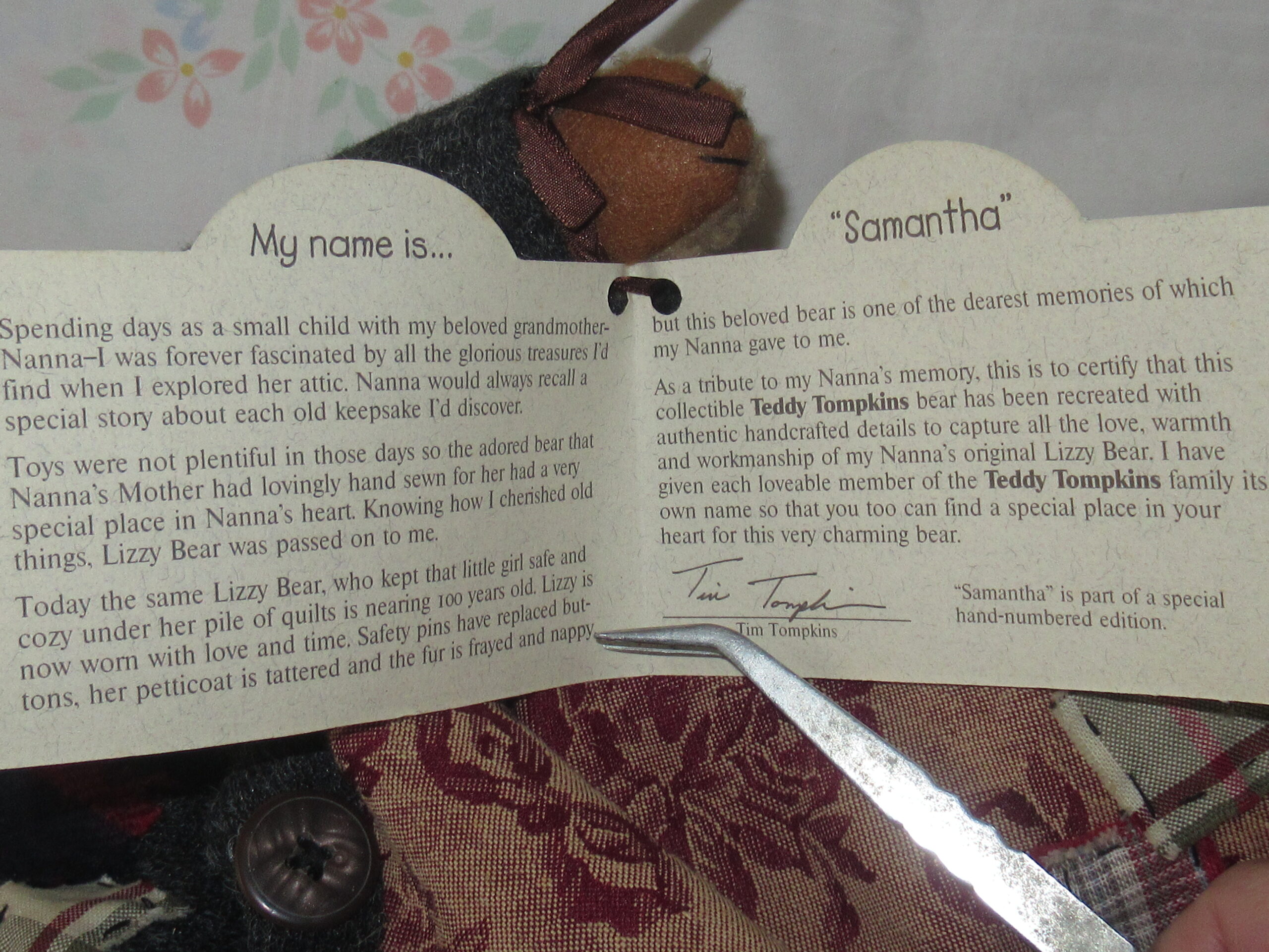 Samantha Special Edition #2 Teddy Tompkins Collectible Bears - Image 14